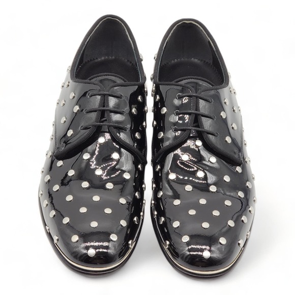 Alexander McQueen Patent Leather Men's Studded Derby Shoes $1150 - Picture 4 of 7
